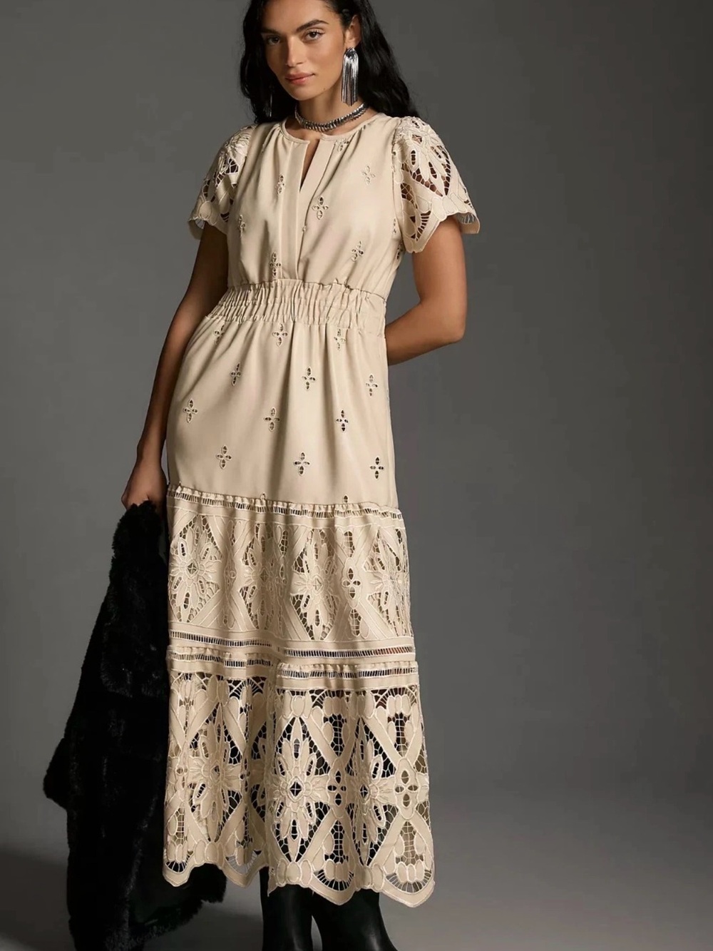 Anthropologie The Somerset Maxi Dress: Faux Leather Embroidered
Edition XS